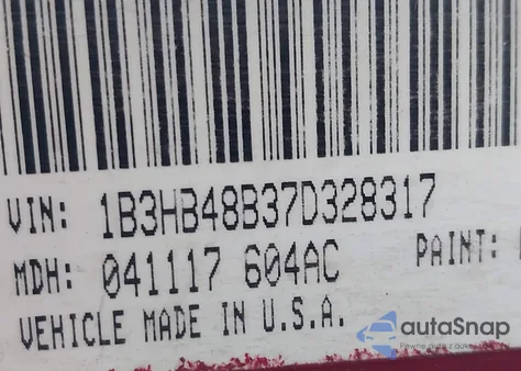 2007 Dodge Caliber Sxt z USA, uszkodzony, nr VIN 1B3HB48B37D328317